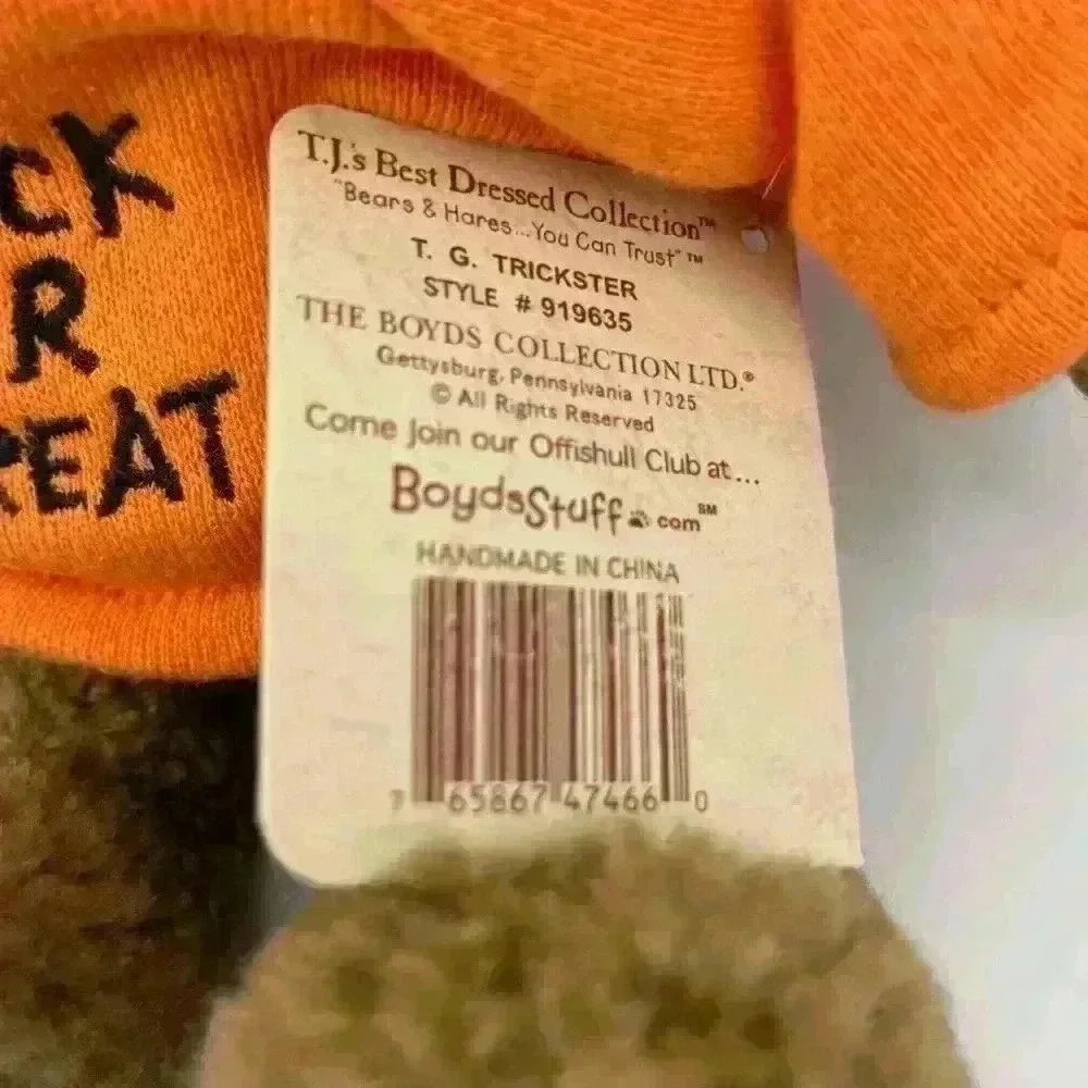 Vintage 🎃 Boyds Bears T.J. Trickster Halloween 2002 Trick or treat smell my feet